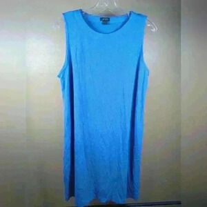 J.JILL Stretch Maxi "Wearever Collection" Hi-Low Tank Dress Morning Dew Blue - L